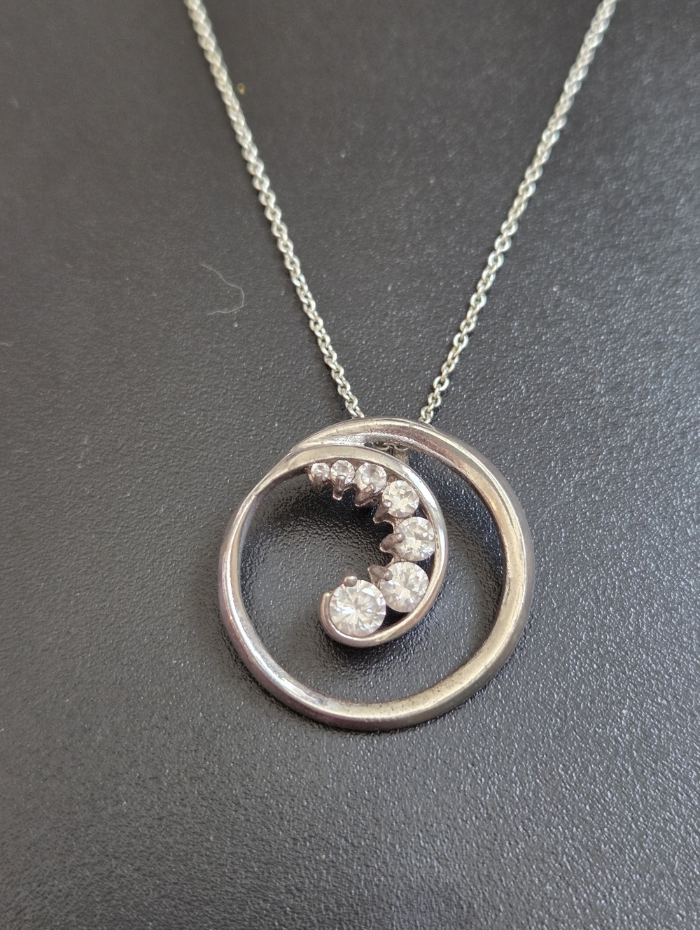 Elegant Silver Moon Crystal Pendant Necklace